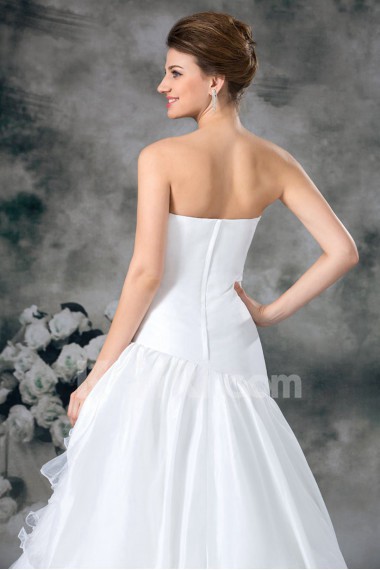 Taffeta Strapless A Line Gown with Embroidery