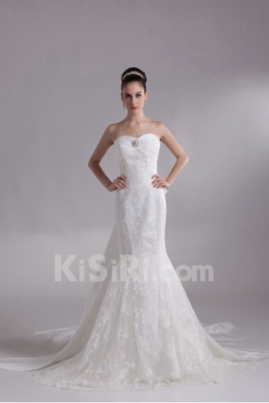 Taffeta Sweetheart Mermaid Gown with Embroidery