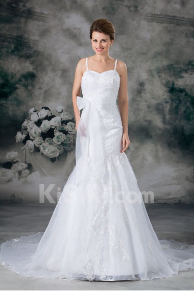 Organza Sheath Gown with Sash