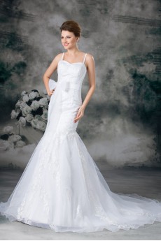 Organza Sheath Gown with Sash