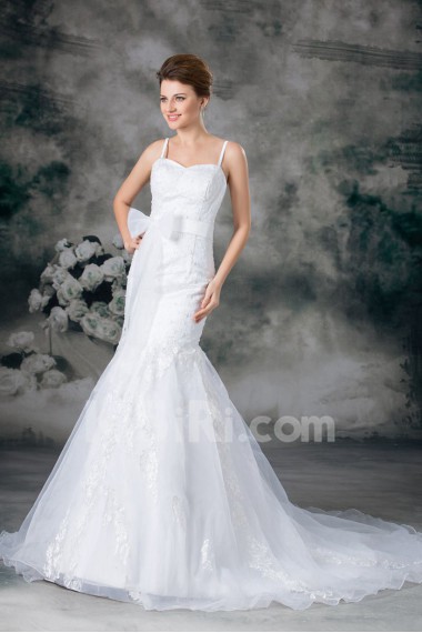 Organza Sheath Gown with Sash