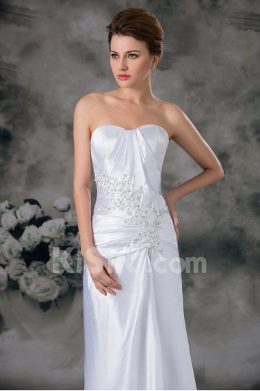 Satin Sweetheart Sheath Gown with Embroidery