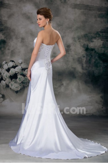 Satin Sweetheart Sheath Gown with Embroidery