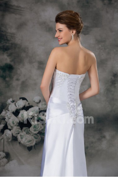 Satin Sweetheart Sheath Gown with Embroidery