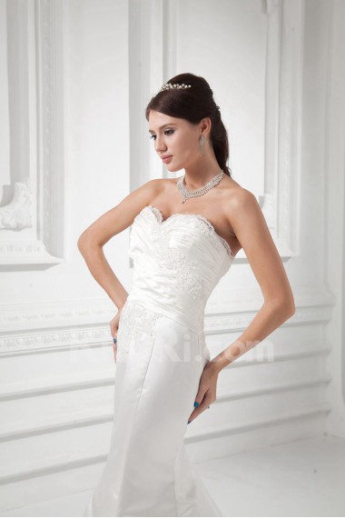 Satin Sweetheart Sheath Gown with Embroidery