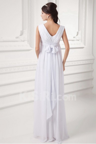 Chiffon V Neckline Column Gown with Embroidery