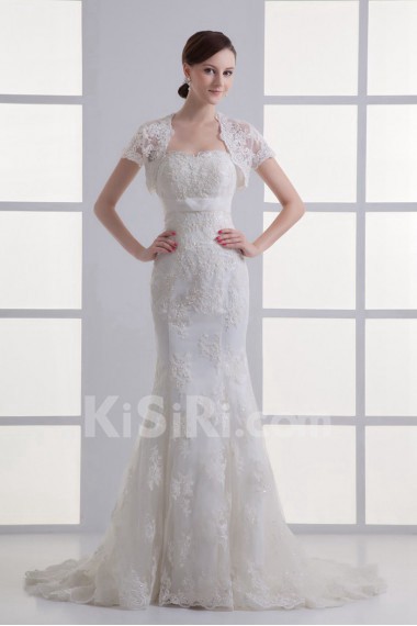 Strapless Sheath Gown with Embroidery