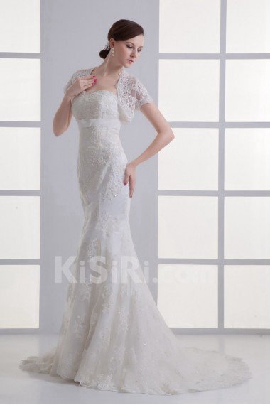 Strapless Sheath Gown with Embroidery