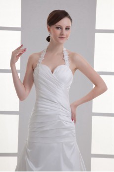 Satin Sheath Gown with Crisscross Ruched Bodice