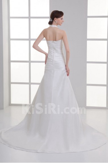 Satin Sheath Gown with Crisscross Ruched Bodice