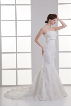 Strapless Sheath Gown with Embroidery