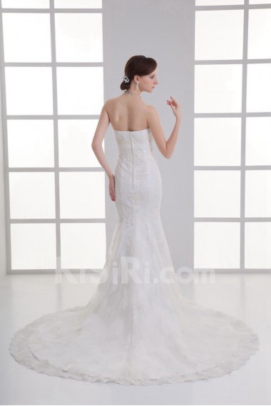 Strapless Sheath Gown with Embroidery