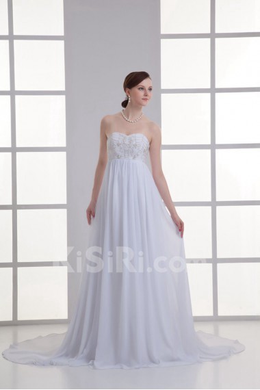 Chiffon Sweetheart Column Gown with Embroidery