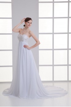 Chiffon Sweetheart Column Gown with Embroidery