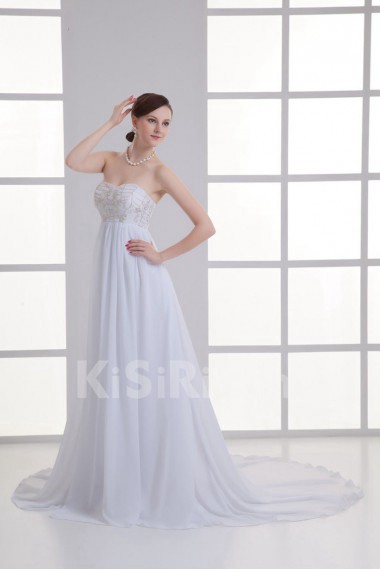 Chiffon Sweetheart Column Gown with Embroidery