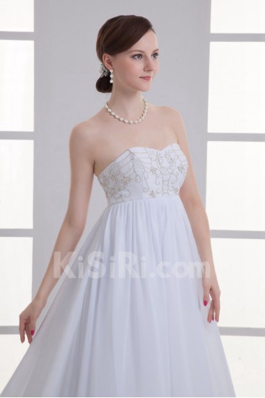 Chiffon Sweetheart Column Gown with Embroidery