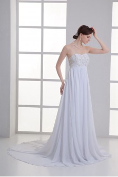 Chiffon Sweetheart Column Gown with Embroidery