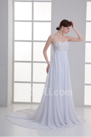 Chiffon Sweetheart Column Gown with Embroidery