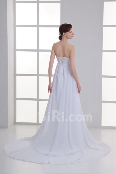 Chiffon Sweetheart Column Gown with Embroidery