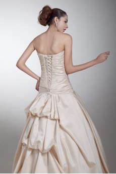 Satin Strapless Sheath Gown with Embroidery