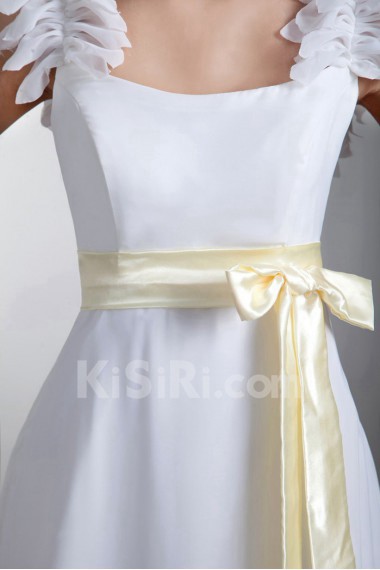 Chiffon and Satin Column Gown with Sash