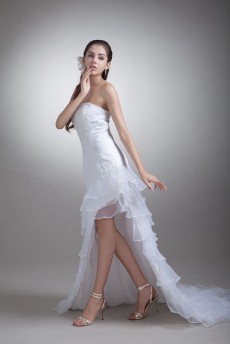 Organza Strapless Sheath Gown with Embroidery