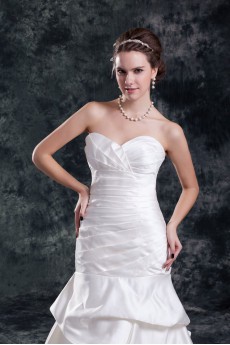 Satin Sweetheart Sheath Directionally Ruched Gown