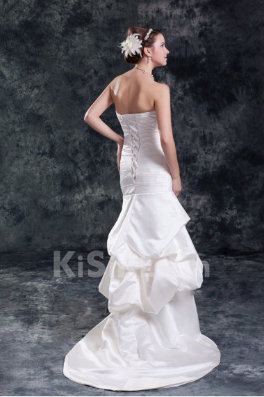 Satin Sweetheart Sheath Directionally Ruched Gown