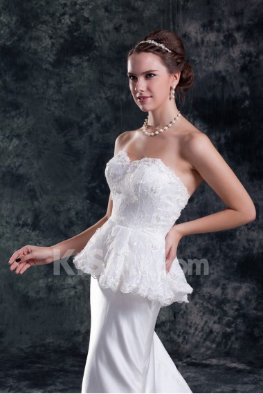 Satin Sweetheart Sheath Gown with Embroidery