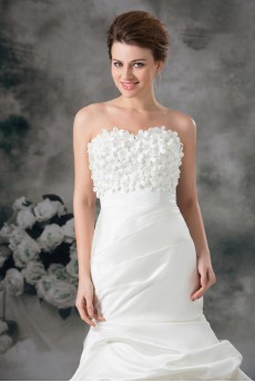 Satin Sweetheart Sheath Gown with Embroidery