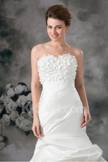 Satin Sweetheart Sheath Gown with Embroidery