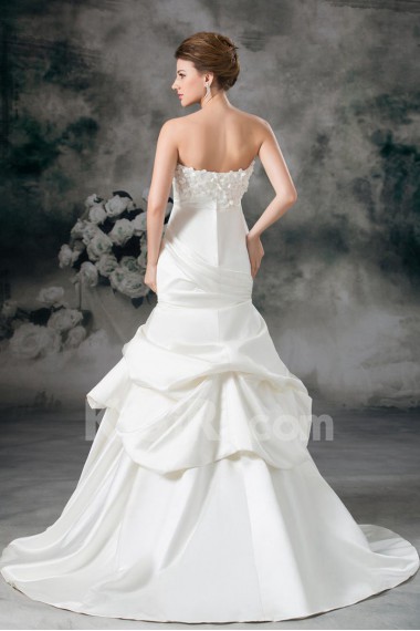 Satin Sweetheart Sheath Gown with Embroidery