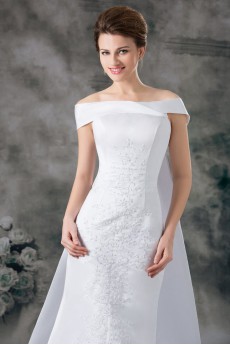 Satin Strapless Sheath Gown with Embroidery