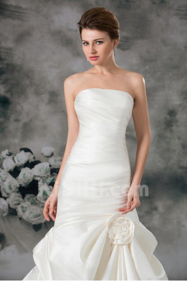 Satin Strapless Sheath Gown with Hand-made Flower