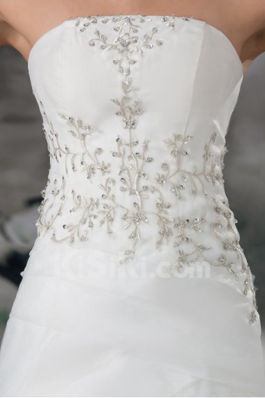 Organza Strapless Sheath Gown with Embroidery