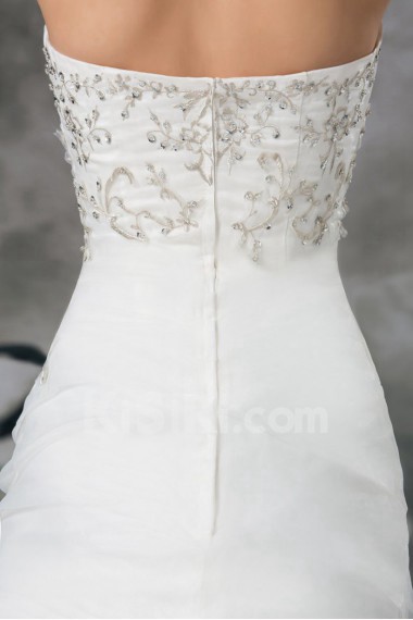 Organza Strapless Sheath Gown with Embroidery