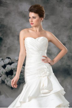 Satin Sweetheart Sheath Gown with Hand-made Flower