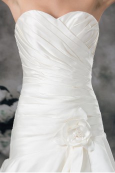 Satin Sweetheart Sheath Gown with Hand-made Flower