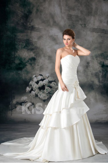 Satin Sweetheart Sheath Gown with Hand-made Flower