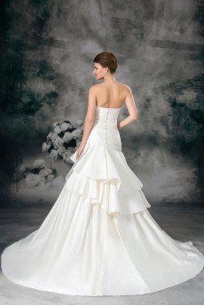 Satin Sweetheart Sheath Gown with Hand-made Flower