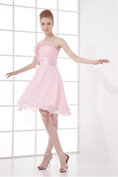 Chiffon Strapless Knee Length Dress