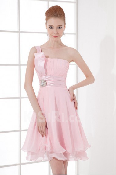 Chiffon Strapless Knee Length Dress