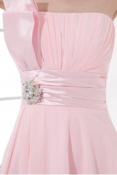 Chiffon Strapless Knee Length Dress