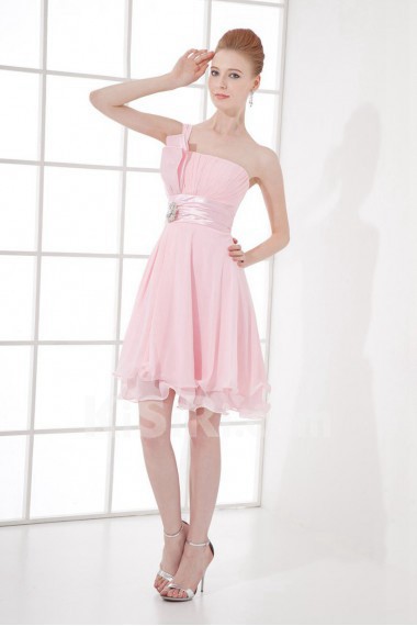 Chiffon Strapless Knee Length Dress