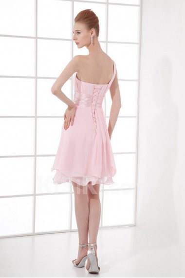 Chiffon Strapless Knee Length Dress