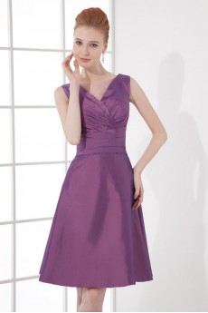 Taffeta V Neckline A Line Dress