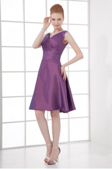 Taffeta V Neckline A Line Dress