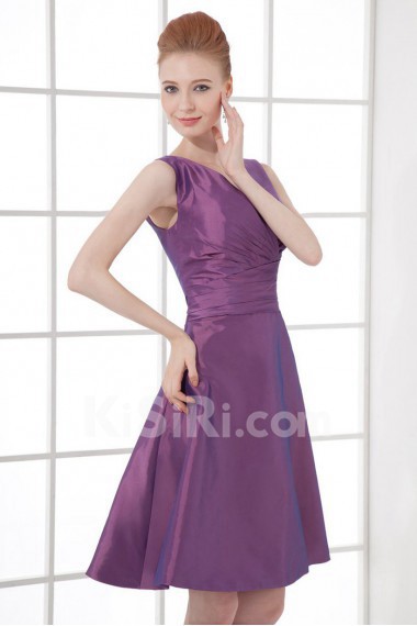 Taffeta V Neckline A Line Dress