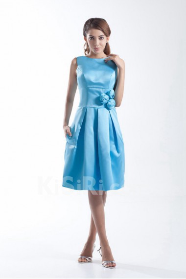 Satin Jewel Knee Length Dress