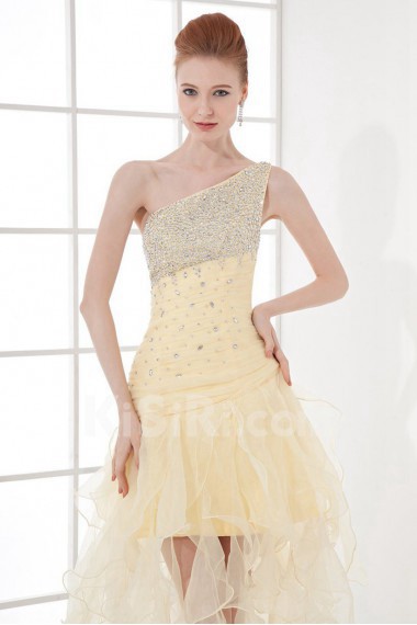 Chiffon Asymmetrical Short Dress with Sequins